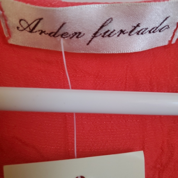 NWT Lovely 3/4 sleeve top Ornate Beaded Collar light bright Summer dressy shirt - Picture 2 of 2